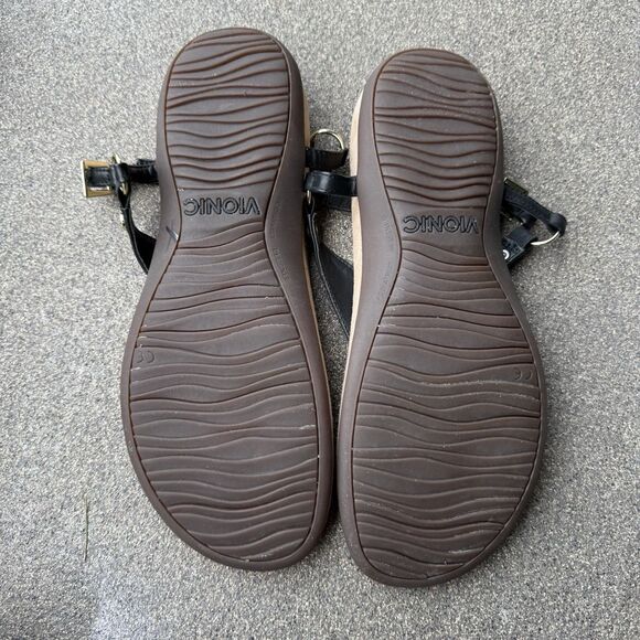 Vionic Womens 9 Kirra Sandals Shoes Black Thong Slingback Orthotic Flats - Picture 4 of 5